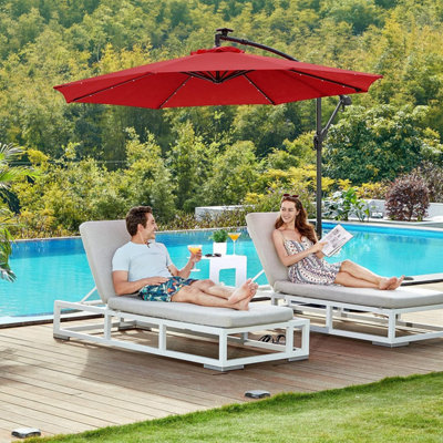 Cantilever Garden Parasol with Solar-Powered LED Lights, 3 m Banana Patio  Umbrella , Crank for Opening Closing, Sunshade | DIY at Bu0026Q