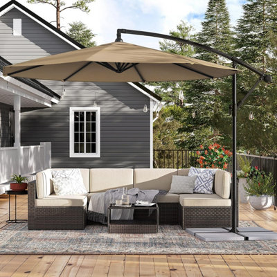 Small deck umbrella with outlet stand