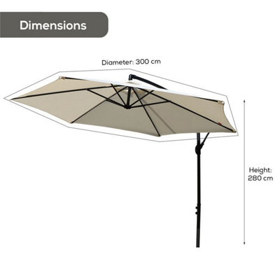 Cantilever Parasol 3m Including Cover - Grey - 4