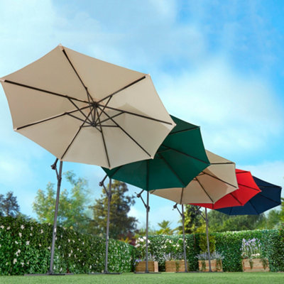 Cantilever Parasol with Cover, Umbrella Canopy Outdoor Sun Shade (Red)