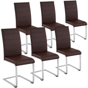 Cantilevered Dining Chairs, Set of 6 - brown