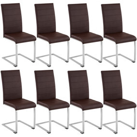 Cantilevered dining chairs, Set of 8 - brown