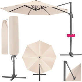 Cantilevered parasol w/ foot pedal and protective cover - 300cm diameter - beige