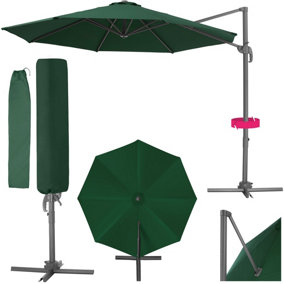Cantilevered parasol w/ foot pedal and protective cover - 300cm diameter - green