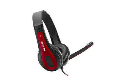 Canyon Lightweight PC headset with microphone and USB connection Black/Red