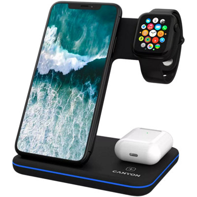 Canyon Wireless Charger WS-303 15w 3in1 Black