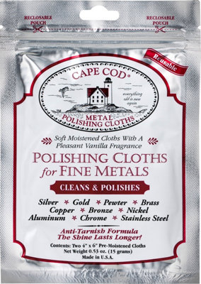 CAPE COD 8821 Metal Polishing Cloths, 2PC 4 in x 6 in Anti Tarnish ...