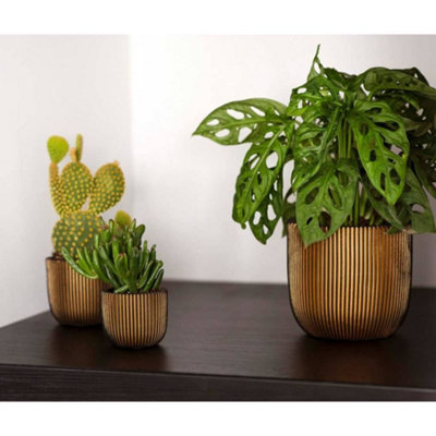 Capi 4 Piece Planter Set Groove Gold