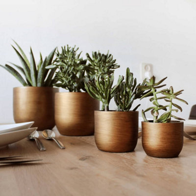 Capi 4 Piece Planter Set Lux Retro Gold