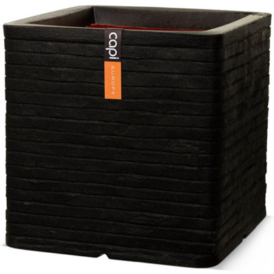 Capi Planter Nature Row Square 30x30 cm Black KBLRO902