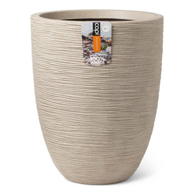 Capi Vase Elegant Low Waste Rib 46x58 cm Terrazzo Beige