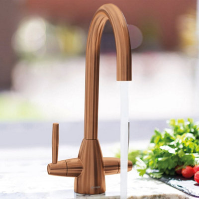 Caple Avel Dual Lever Kitchen Mixer Tap, Gun Metal, Swivel Spout, 332mm