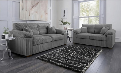 Capri Jumbo Cord Sofa 3 2 Grey