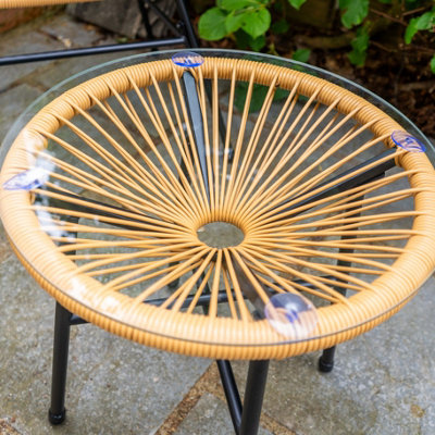 Capri Rattan 2 Seater Wicker Table and Chairs Bistro Set - Netural