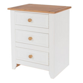 Capri White 3 drawer bedside cabinet