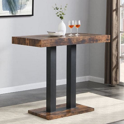 Caprice Bar Table Breakfast Table For Kitchen Living Dining Room Multi-Purpose 4 to 6 Seater Rustic Oak W120xD70xH110cm