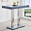Caprice High Gloss Bar Table Rectangular Glass Top In Grey