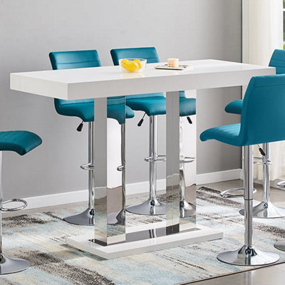 Caprice High Gloss Bar Table Rectangular Large In White | DIY at B&Q