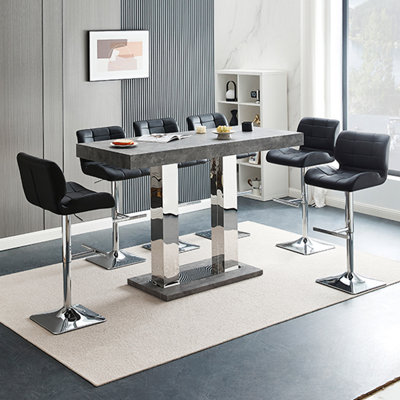 Caprice Wooden Bar Table Rectangular Large In Concrete Effect