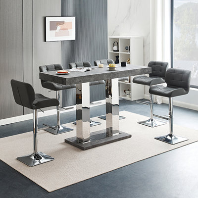 Caprice Wooden Bar Table Rectangular Large In Concrete Effect