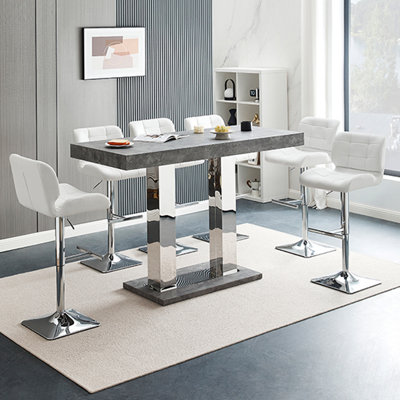 Caprice Wooden Bar Table Rectangular Large In Concrete Effect