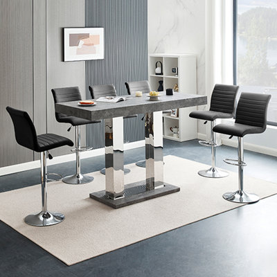 Caprice Wooden Bar Table Rectangular Large In Concrete Effect