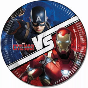 Captain America Civil War Party Plates (Pack of 8) Red/Blue/White (One Size)