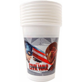 Captain America Civil War Plastic 200ml Party Cup (Pack of 8) Red/Grey/White (One Size)