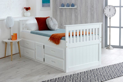 Captains 3ft Single Wooden Bed Frame with 4 Drawers Storage - White