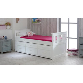 Captains White Wooden Guest Bed Frame