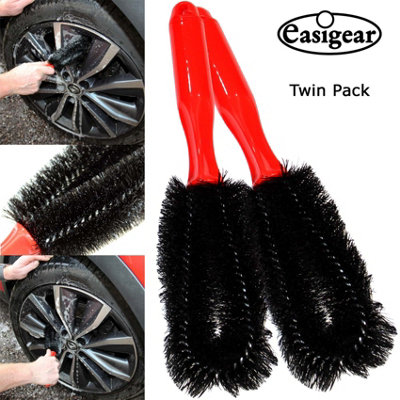 Car Alloy Wheel Brush Cleaning Soft Non- Scratch Bristles Clean Motorcycle Bike 2pcs
