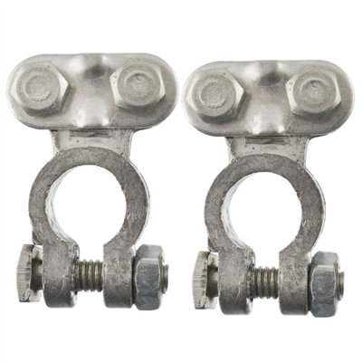 Car Battery Terminal Clamps Grips Bolts Positive & Negative 1 PAIR
