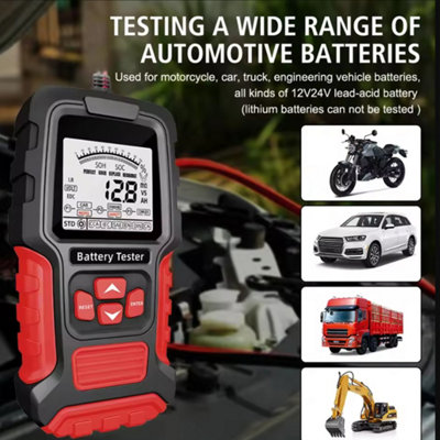 Car Battery Tester 12V 24V LCD Load Analyzer Cranking Charging ...