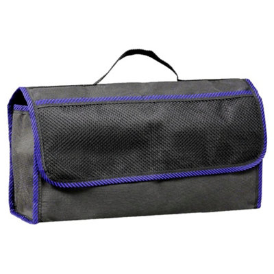 Car Boot Organiser Bag Anti Slip Foldable for Boot Storage Case Tool Bag Boot Tidy Bag, Suitable for All Vehicles, Black & Blue