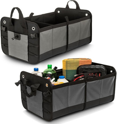 Car Boot Organiser Foldable with Non-Slip Base Durable Multi-Compartment Collapsible Storage Bag for Tools, Shopping, and Travel