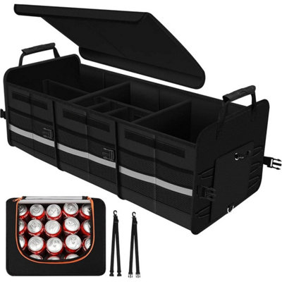 Car Boot Organiser with Cooler Bag Collapsible Large Car Boot Tidy ...
