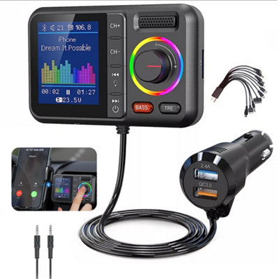 Trasmettitore FM Auto Wireless - Adattatore Audio Bluetooth Con Display LCD