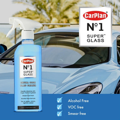 Car Glass Cleaner Repels Water VOC Free Fast Drying No Streak CarPlan 600ml x12