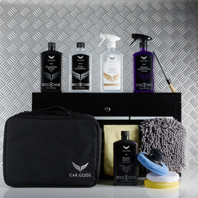 Car Gods Ultimate Black Car Wax Wash Polish Cleaning & Detailing Kit Brush Set
