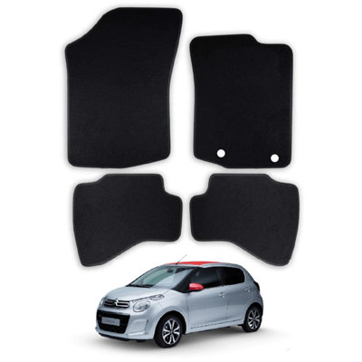 Car Mats For Citroen C1 2014+ Tailored Fit Black Carpet Floor Set 4pcs Anti-Slip