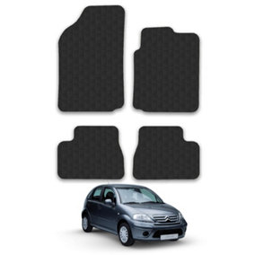 Car Mats for Citroen C3 (2002-2010) Tailored Fit Rubber Floor Set Heavy-Duty 4pc