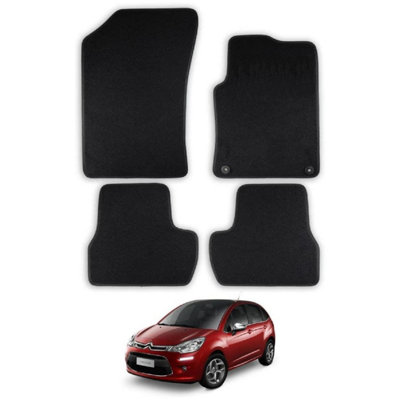 Car Mats for Citroen C3 (2010-2017) Tailored Fit Carpet Floor Set Anti-Slip 4pcs