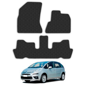 Car Mats for Citroen C4 Picasso (2007-2013) Tailored Fit Rubber Floor Set 3pcs