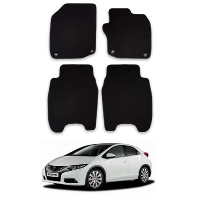 Car Mats For Honda Civic 2013-15 1.6 Diesel Tailored Black Carpet Floor Set 4pcs