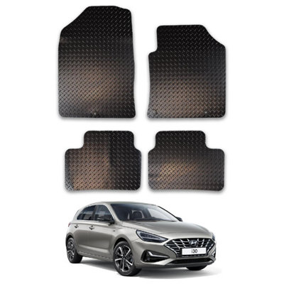 Car Mats for Hyundai i30 (2017+) Tailored Fit Rubber Floor Set Heavy-Duty 4pcs