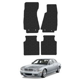 Car Mats For Jaguar XJ8 2003-09 Tailored Fit Black Rubber Floor Set 4 Pieces