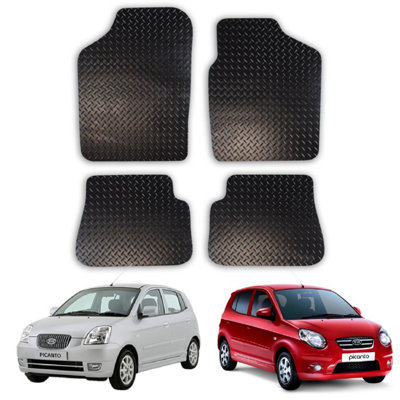 Car Mats for Kia Picanto (2004-2009) Tailored Fit Rubber Floor Set Heavy-Duty