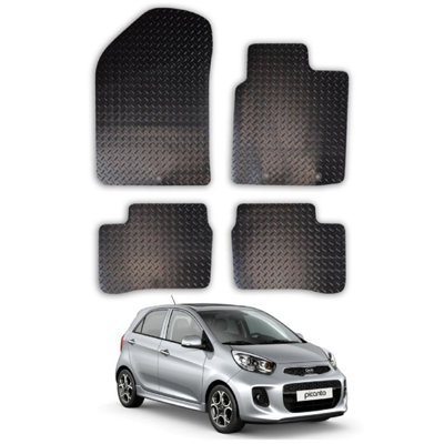 Car Mats for Kia Picanto (2011-2017) Tailored Fit Rubber Floor Set Heavy-Duty