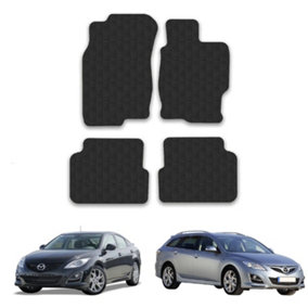 Car Mats for Mazda 6 (2009-2013) Tailored Fit Rubber Floor Set Heavy-Duty 4pcs