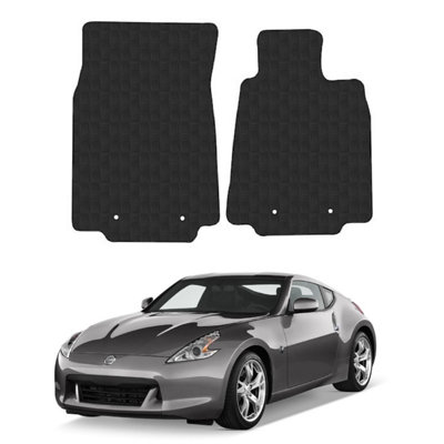 Car Mats For Nissan 370Z  Auto  Tailored Fit Black Rubber Floor Set 2 Pieces